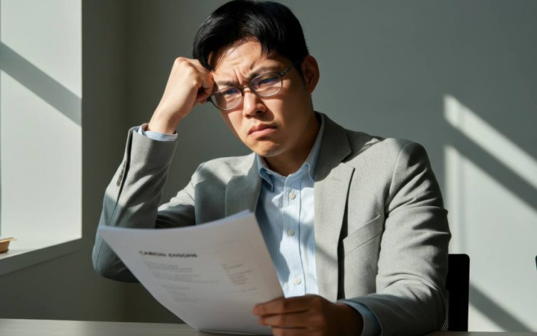 Man looking at bank statements